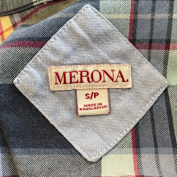 MERONA BLUE PLAID COTTON S/S SHIRT; Like-New; Size Small; $8 - Picture 3 of 16
